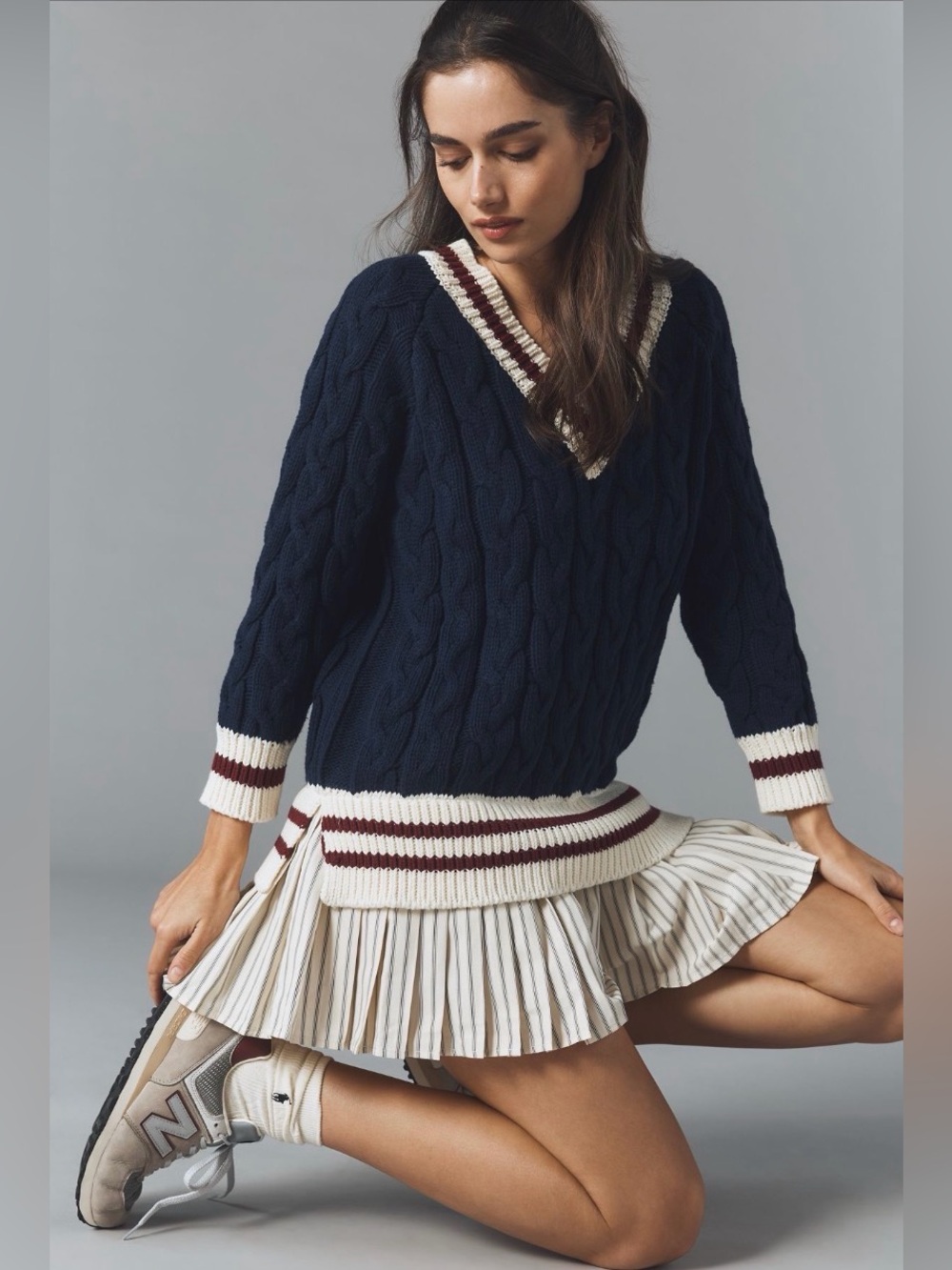 NWT Anthropologie En Saison Knox Twofer Sweater Dress (MP), navy & stripe trim